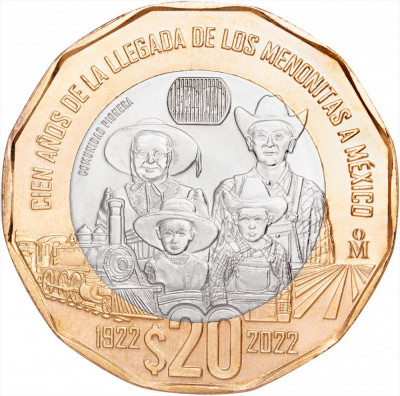 Mexic 20 Pesos 2022 ( Arrival of the Mennonites in Mexico) KM-New UNC !!! foto