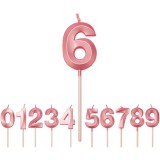 Lumanare Cifra 6, Cyrax, Model Diamond, 5 x 3.4 cm, Roz