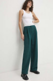 Answear Lab pantaloni femei, culoarea verde, lat, high waist