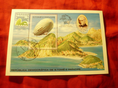 Colita Sao Tome e Principe - Zepelin - Expozitia Brasiliana &amp;#039;&amp;#039;79 stampilat foto