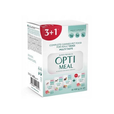 Optimeal, Hrana umeda pentru caini de talie mica, mix de arome, 3+1, 400g foto