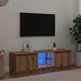 Dulap TV LED Stejar Artizanal 140 cm vidaXL Comoda TV Living Maro