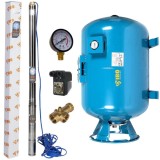 Cumpara ieftin Kit hidrofor 100L vertical/orizontal cu pompa submersibila IBO Dambat 2.5STM24, 0.37 kW, debit 45l/min, H refulare 66m, cablu 20m, IBO Polonia