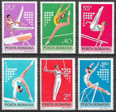 ROM&amp;Acirc;NIA 1977 - LP 943 - SPORT - GIMNASTICĂ - SERIE MNH foto