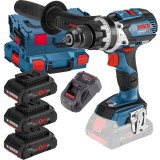 Bosch GSB 18V-110 C + 0615990L1R - Masina de gaurit si insurubat cu percutie 110 Nm valiza speciala + Set 3 acumulatori si incarcator Li-Ion 18 V 4 Ah