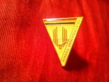 Insigna Romania - Universiada 1989 , metal si email , h=2,4cm