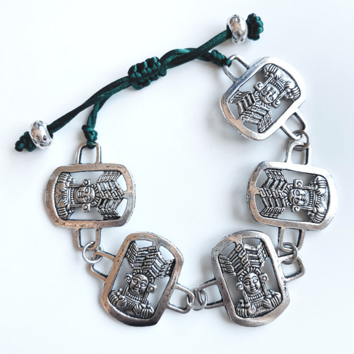 Bratara masiva argintiu antichizat simbol Zeita Maya