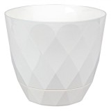 Ghiveci pentru flori, cu farfurie incorporata, Alb, Diametru 27.5 cm