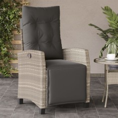 vidaXL Scaun grădină rabatabil suport picioare, gri deschis, poliratan 365238