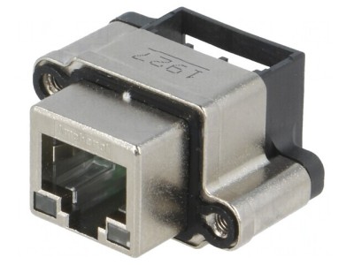 Soclu RJ45 cu LED IP67 pentru panou THT foto