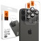 Folie de protectie Camera spate Spigen EZ FIT pentru Apple iPhone 16 Pro Max / 16 Pro / 15 Pro Max, Sticla Securizata, Set 2 bucati, Neagra AGL05217