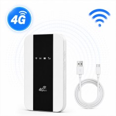 Router 4G/5G Portabil ambrasmart, Alb, Baterie puternica de 3000mAh, pana la 10 utilizatori