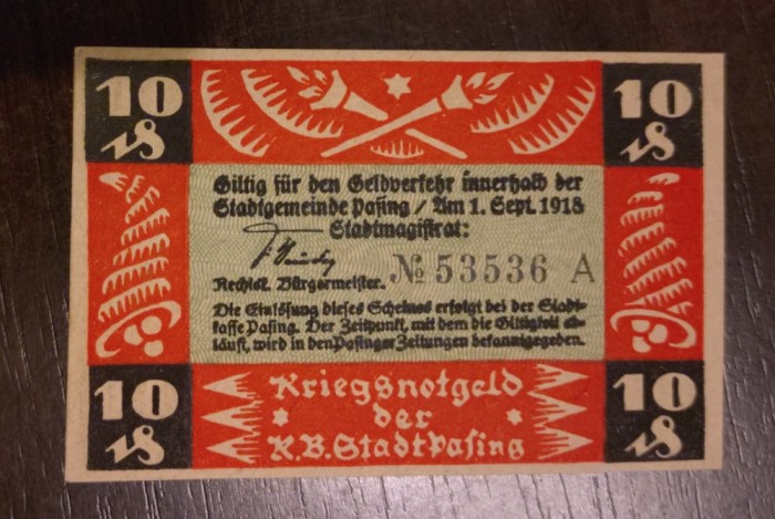 Notgeld Pasing - 10 Pfennig 1918