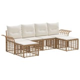 vidaXL Set de canapele de exterior 6 pcs Alb Natural și Crem Poliester 3437742