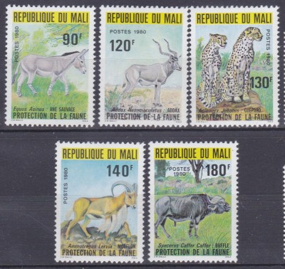 DB1 Fauna Africana Mali 1980 5 v. MNH foto