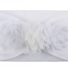 Bandă de cap de flori albe largi pentru fetiță Microfiber
