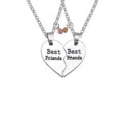 Set 2 Lantisoare cu Pandantive - Inima cu pietricele Best Friends Bff foto