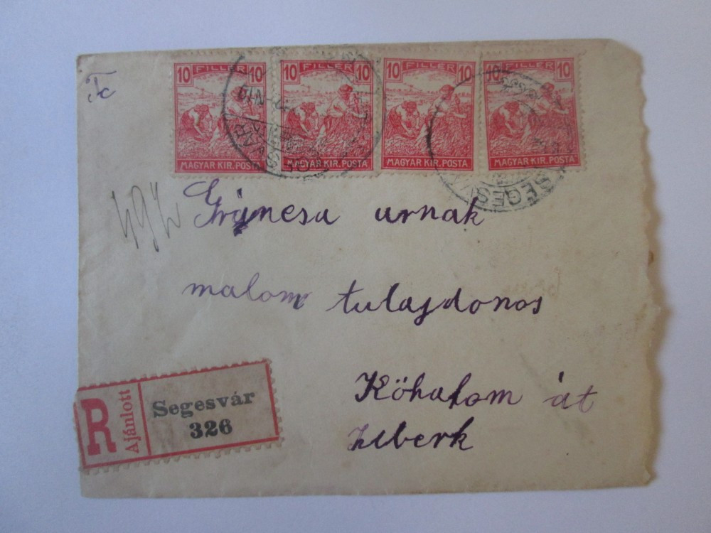 Rara! Scrisoare recomandată Sighișoara,ocupatia Austro-Ungară 1918,timbre  rare | Okazii.ro