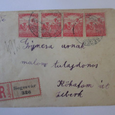 Rara! Scrisoare recomandată Sighișoara,ocupatia Austro-Ungară 1918,timbre rare