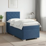 Cumpara ieftin Pat boxspring cu saltea albastru 90 x 190 cm Tesatura