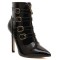 CH2286-1 Botine cu toc inalt, subtire, fermoar si catarame in fata