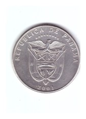 Moneda Panama 1/4 balboa 2001, stare foarte buna, curata