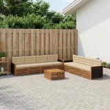 Cumpara ieftin Set de canapele de exterior 9 buc. 8-Locuri Natural si Bej