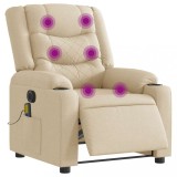 VidaXL Fotoliu electric de masaj rabatabil, crem, textil