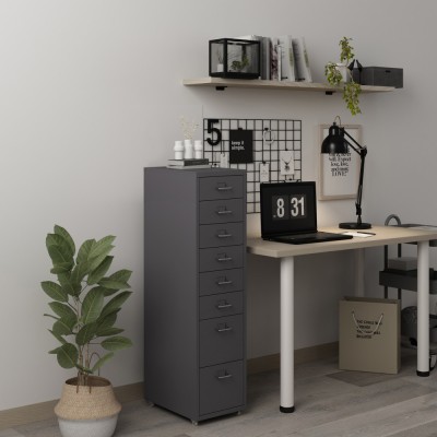 Rollcontainer K&amp;ouml;kar mit 8 Schubladen 109x28x41 cm Dunkelgrau [en.casa] HausGarden Leisure foto