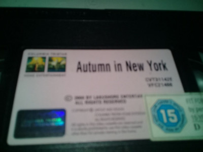 Caseta video veche Originala,Film AUTUMN IN NEW YORK,2001 foto