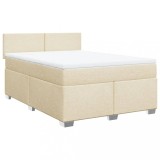 Cumpara ieftin Pat box spring cu saltea, crem, 140x200 cm, textil