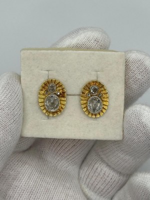 CERCEI AUR 18K + 2 DIAMANTE X 1CT = 2CT + 6 Diam = 0.20ct - Rose Cut - Vintage ! foto