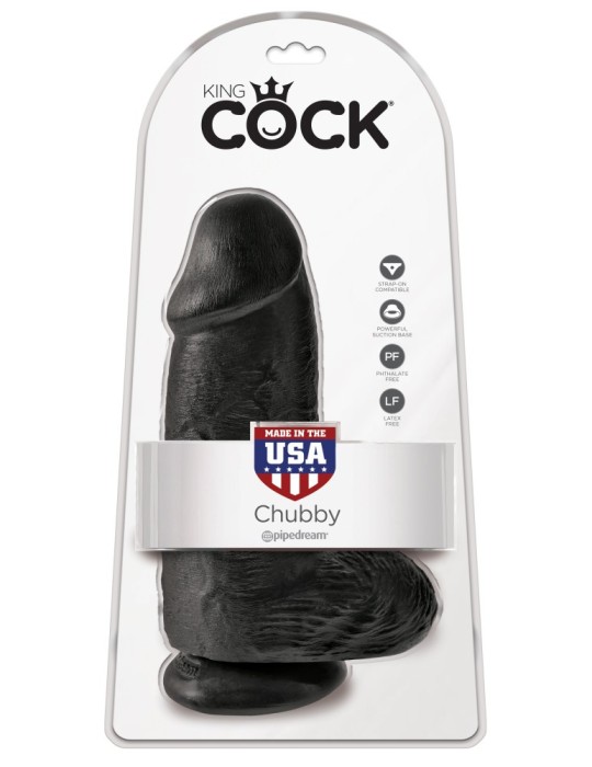 Dildo Realistic Ultra-Gros Chubby, Negru, 17.5 cm