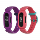 Set 2 Curele pentru Fitbit Inspire 2/Ace 3, Kwmobile, Mov/Rosu, Silicon, 58175.02