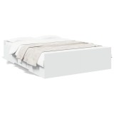 Cumpara ieftin Cadru de pat cu sertare, alb, 135x190 cm, lemn prelucrat