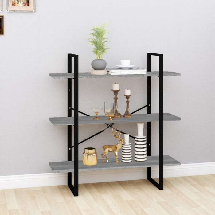 Gossi biblioteca, gri sonoma, 100x30x105 cm, lemn prelucrat