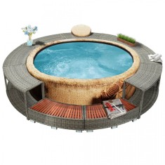 Mobilier de jacuzzi, gri, poliratan foto