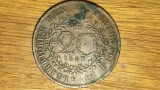 Azore - moneda coloniala ultra rara - 20 reis 1865 - Luiz I - dimensiune mare ⌀ 35 mm - stare f buna ! - pentru cunoscatori