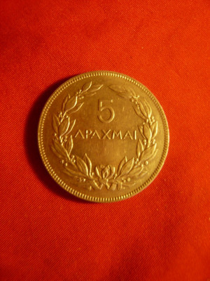 Moneda 5 drahme 1930 Grecia , cal. apr. NC foto