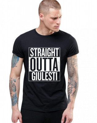 Tricou negru barbati - Straight Outta Giulesti - S foto