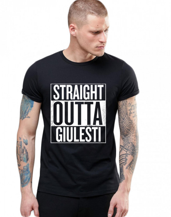 Tricou negru barbati - Straight Outta Giulesti - S