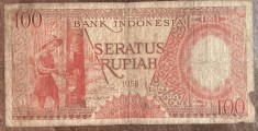 B11 18 - Bancnota foarte veche - Indonezia - 100 rupii - 1958