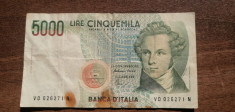 bancnota 5000 lire italia 1985 foto
