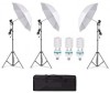 Kit de 3 umbrele albe, 3 trepiezi reglabili 200 cm, 3 becuri 85W, geanta de transport inclusa, Dactylion