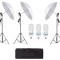 Kit de 3 umbrele albe, 3 trepiezi reglabili 200 cm, 3 becuri 85W, geanta de transport inclusa