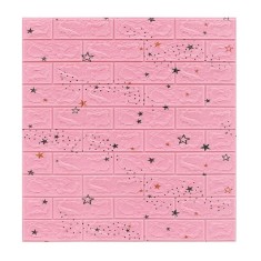 Set 10 placi tapet 3d, flippy, 70 x 77 cm, grosime 3 mm, din polietilena, tip caramida, model stele, suprafata acoperita 5.3 mp, roz