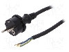 Cablu alimentare AC, 2m, 3 fire, culoare negru, cabluri, CEE 7/7 (E/F) mufa, SCHUKO mufa, PLASTROL - W-97270