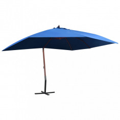 Umbrela de soare suspendata, stalp lemn, albastru, 400 x 300 cm GartenMobel Dekor