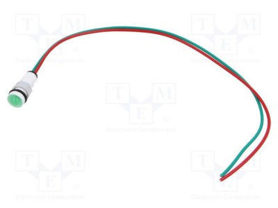 Lampă LED convexă verde 24VDC 24VAC &amp;Oslash;10mm plastic POLAM-ELTA foto