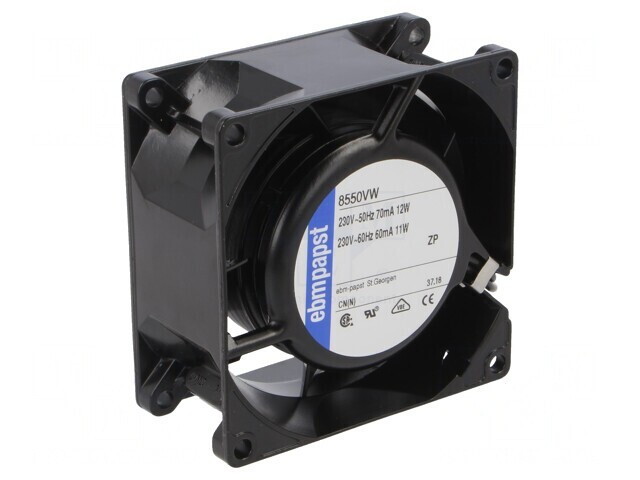 Ventilator axial AC 230V 80x80x38mm 50m3/h 30dBA 50Hz